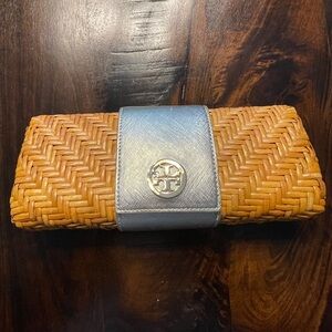 Wooden & Gold Tory Burch Clutch